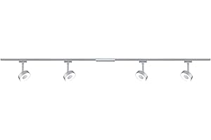 Paulmann 96895 LED lámpara de techo URail sistema de rieles juego de focos Circle, lámpara de techo orientable spot 4 luces cromo mate 2700K blanco cálido 5 W