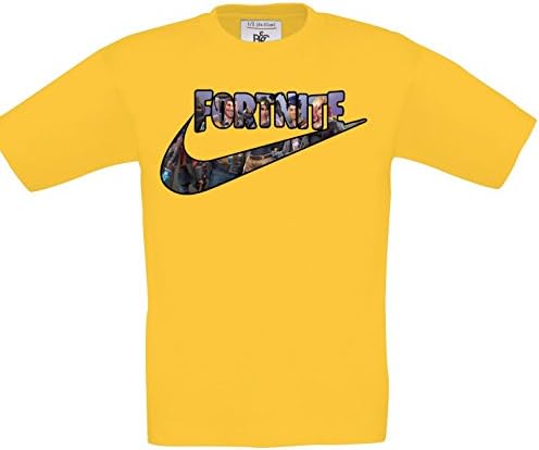 RJWprint Fortnite T Shirt Kids/Boys/Girls/Child - Gamer Inspired T Shirt for Boys - Gold Age 3-4