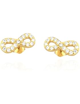 SOFIA MILANI Damen-Ohrringe Ohrstecker Infinity Unendlichkeit 925 Sterling-Silber / Vergoldet mit 34 Zirkonia...
