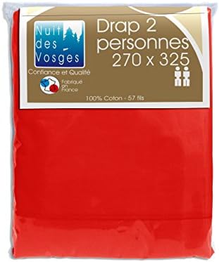 Nuit des Vosges 2107630 Cotoval Flat sheet Plain Color Cotton Red 270 x 325 cm