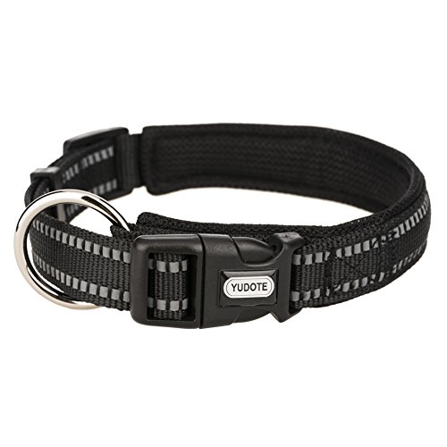 Yudote Collier Réfléchissant pour Chien Réglable Sangle en Nylon avec Rembourrage Doux en Néoprène Respirant Haute Visiblity pour Chien de Sécurité Nuit Marche