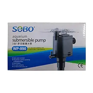 Jainsons Pet Products SOBO WP-990 Multifunction Submersible Pump for Aquarium Fish Tank Power Heads. 10 WATT, H,MAX. 0.08 MTR, F.MAX:500L/H