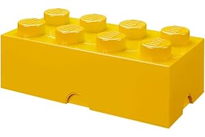 ROOM COPENHAGEN LEGO Storage Brick 8 Knobs YELLOW - Contenitore Impilabile 12,1 l – Scatola in Plastica con Coperchio, Organizer per Scrivania e Porta Giochi