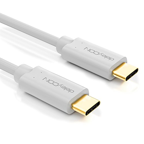 deleyCON 0,5m USB Kabel / Stecker Typ 3.1 / C auf C / USB 3.1 Speed 10 Gbit/s / 3A Ladekabel Datenkabel / für z.B. Smartphone / PC / Notebook / Ladegerät – Weiß - 2