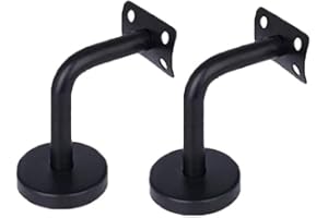 STOUCLA Staffe per ringhiera in acciaio inossidabile, supporto per corrimano a parete per corrimano per scale, confezione da 2 staffe per corrimano, (nero)