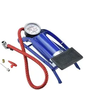 SPACEGOLD Single Barrel Steel Body Foot Pump for car | Air Pump for Motorcycle Car | High Pressure Foot Pump, Bike Motorbike Inflation Pump with Pressure Gauge, Foot Pedal Inflator