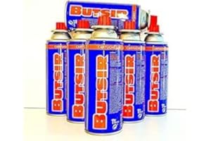 KURIL Pack 6 Cartuchos de Gas Butano BUTSIR B-250 – 227 g – Válvula Autosealable – Compatible con Cocinas y Hornillos Portátiles – Camping y Emergencias