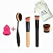 VALUE MAKER 3+1 Makeup Brush Set-3Pcs Professional Makeup Brushes Set+Makeup Sponge-Face Powder Liquid Foundation Oval Cream Concealer Makeup Brushes-Beauty Cosmetics-Make Up Cleaning Sponge Powder Puff-Makeup Kit with Portable Travel Pouch (Brush+Makeup Sponge)