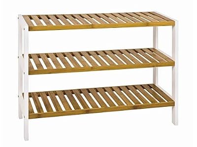 Haku Möbel 38330 Étagère MDF/Bambou Blanc-Nature 70 x 26 x 54 cm