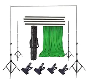 VTS Backdrop Stand Setup Photo Studio Green Backdrop Chroma Key Screen Background with 4 Clips for Indoor-Outdoor, Comercial, YouTube Photography (9 x9ft. -3)