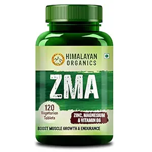 Himalayan Organics ZMA (Zinc, Magnesium Aspartate) Nighttime Sports Recovery Supplement - 120 Veg Tablets