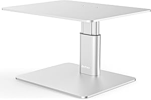 BoYata Stojak na monitor, metaliczna regulowana wysokość stojak na biurko organizer do przechowywania kompatybilny z wyświetlaczem - srebrny