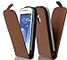 Produktbild Cadorabo Hülle kompatibel mit Samsung Galaxy S3 MINI Hülle in KAKAO BRAUN Handyhülle aus glattem Kunstleder im Flip Case Cover Schutzhülle Etui Tasche