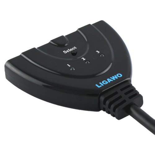 Ligawo ® HDMI Switch 3×1 – Basic 1080p 3D – automatisch Pigtail 0,5m Kabel - 3