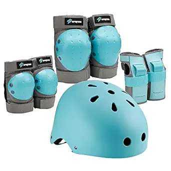 S SPOFINE Kids Bike Helmet, Toddler Helmet Adjustable for Kids Youth Adult, Knee Pads Elbow Pads Wrist Guards Kids Protective Gear Set for Skateboard, Bike, Roller Skating, Cycling, Scooter, Rollerblade