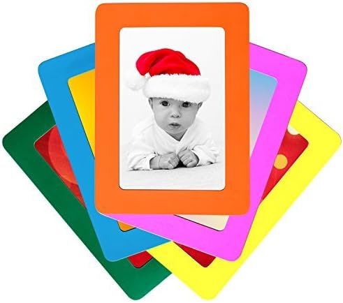Set of 5 Colourful Magnetic Picture Frames by De Dazzle. Standard 4 x 6 Inch Postcard Size Magnetic Photo Frames for Fridge. Cherish Memories of Loved Ones. Perfect Gift for Family and Friends.