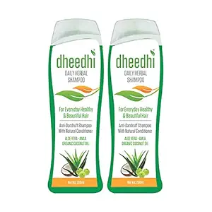 Dheedhi Daily Herbal Shampoo | Mild Shampoo for daily use | Helps to restore natural shine and strength of hair - 200ml (Pack of 2)