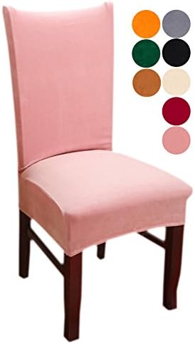 Chair Slipcovers,Inroy Stretch Elastic Chair Cover, Universal Decorative Dining Chair Cover,Soft and Comfortable Seat Covers (4PCS, Pink)