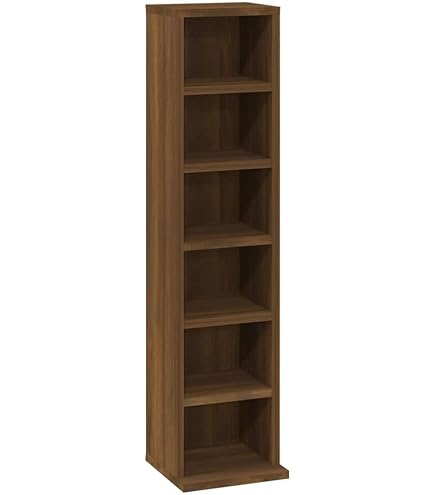 Mobile Porta Dischi Vinile Legno - Libreria Stretta Rovere Marrone 85x38x48 Cm - Foto 5