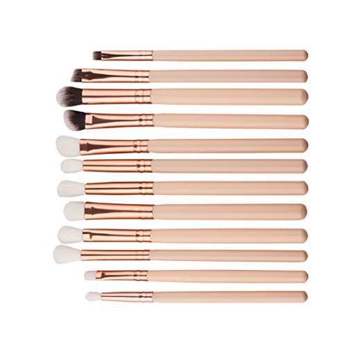 Amcool 12Pcs Professional Bürste Make-up Pinsel Set Bilden Kosmetika Lidschatten Kits(Beige) - 3