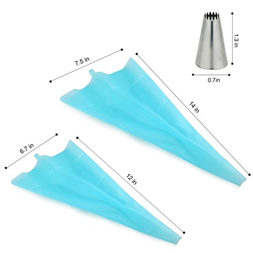 Magic Zone 30 in 1 Kuchen Dekorieren Zubehör, 24 Stück Professionelle Edelstahl DIY Vereisung Tipp Set Tools mit 4 wiederverwendbaren Kuppler & 2 Größen wiederverwendbare Silikon-Kuchen Dekorieren Gebäck Taschen im Aufbewahrungsetui - 2