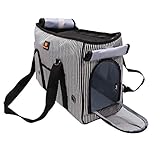 Ventilaciones de malla superior y lateral para una buena visibilidad de las mascotas, cuyas cubiertas pueden enrollarse y fijarse con los botones.