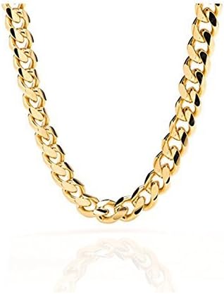 Gold chain necklace 10MM Smooth Cuban Curb Link for Men Hip hop Women Tarnish-resistant Lobster Clasp USA made Buy once Keep for life (24)