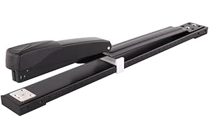 JIUJ Heavy Duty Stapler Long arm Professional 50 Sheets Capacity Metal Office Supplies Black