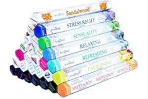 GIFT BRIT Stamford - Bastoncini di incenso esagonali, assortiti, confezione da 15 bastoncini di incenso per meditazione, yoga, rilassamento, guarigione e positività.