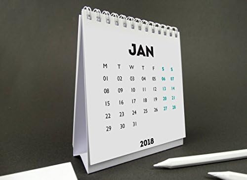 WHITE OUT 2018 Small Freestanding Desk Calendar