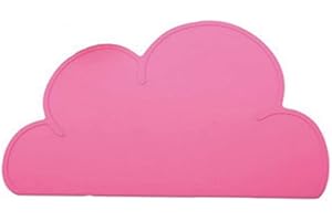 AJINGELA Kids Silicone Cloud Placemat Non Slip Washable Table Mat Portable Baby Placemats Dining Table Decoration Mats Dishwasher Safe(Rose Red)