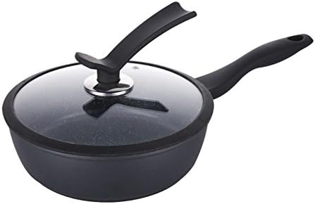 DDY Kitchen King Wok Stir fry Deep Frying Pan Skillet 24cm non-stick flat bottom wok (Black)