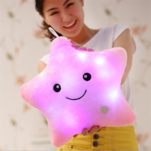 VWH Blinkende LED-Licht lächelnder Stern-Kissen-Kissen (Rosa) - 2
