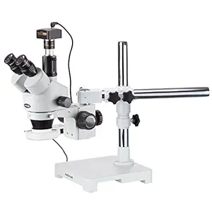 AmScope 3.5X-90X Trinocular LED Boom Stand Stereo Microscope + 8MP Camera