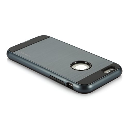 iPhone 6S Funda - iHarbort   funda de iPhone 6 6S doble capa de protecci  n con cepillado acabado pl  stico amortiguaci  n  protecci  n ca  da  Combo armadura defensor caso cubierta protectora para el iPhone 6 6S con protector de pantalla  4 7 pulgadas   gris 