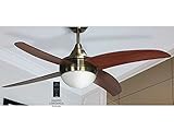  Ventilador de techo mod. OSIRIS con luz y mando a distancia, 117 cm. acabado Cuero Satinado con 4 palas Cerezo-Nogal, AkunaDecor.