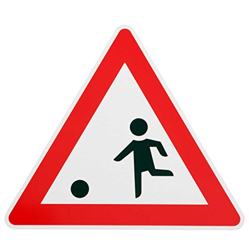 ORIGINAL VERKEHRSSCHILD 101 mit Sonder Symbol ACHTUNG FUSSBALL – SPIELENDE KINDER UNFALLGEFAHR Verkehrszeichen Schild Fußballschilder Hinweisschild Warnschild Kinderschild Fussballschild Schilder Gefahrenstelle d. Fußball KFZ Kind mit Ball auf Straße