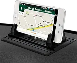 TJOM Car Dashboard Tray with Mobile Charger - Sticky Dash Mat Car Phone Holder with Mount - Washable - Car Dashboard Accessories - Holder for Keys, Cell Phone, Coins and Glasses