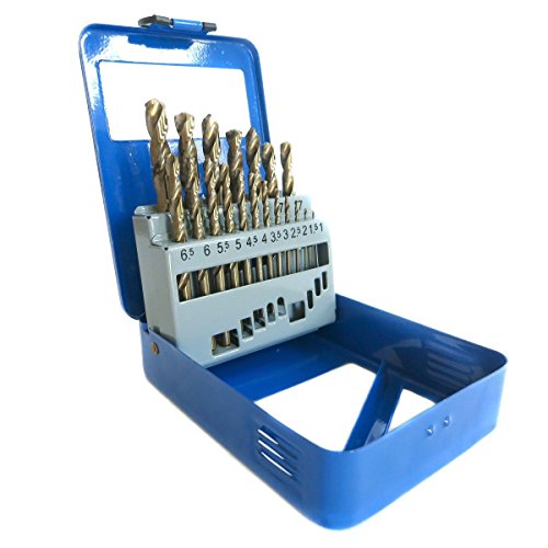 S&R Metallbohrer Set 1,0 - 10 mm , 19 Stk, DIN 338, HSS COBALT, Kobaltlegiert, C-Schliff nach DIN 1412 135°, geschliffen, Metallbox. Profi-Qualität