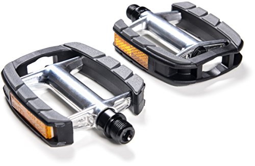 AARON City Fahrradpedale mit hochwertiger Lagerung, Trekking Pedale und elegante / klassische City-Bike Fahrrad, Silber / Schwarz - 3