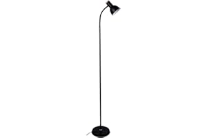 BEL AIR HOME - Lampadaire LED sur Pied Salon Argos | Halogene LED Puissant | Avec Liseuse | Design Blanc et Bois (AMPOULE NON INCLUSE) (NOIR)