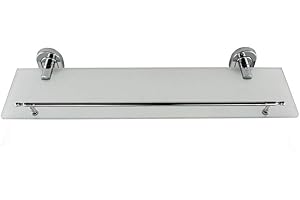 VET ITALY Vetrineinrete® Mensola in vetro satinato da bagno con reggimensola acciaio cromato fissaggio a perete argento P94