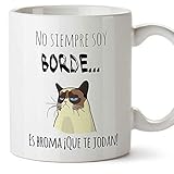 Color: blanco MUGFFINS Taza Graciosa - No Siempre Soy Borde, es Broma - 350 ml - Tazas con Frases de Humor sarcástico
