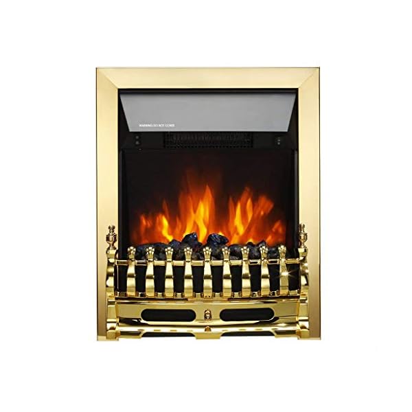 Finether 2000W Freestanding Fireplace Electric Fires/Stove Heater with Detachable Grate/Real Coal and Realistic Flame Effect