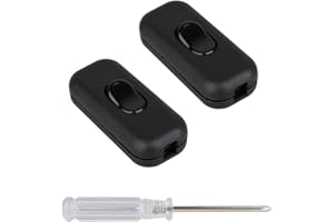 Inline Switch Zevnico Lamp Switch 2 Pack In Line Light Switches, Torpedo Switch Inline Switches for Lamps or Small Appliances 6A, Small Light Switch Bipolar for 2 or 3 Core Flex/Flat Cable, Black