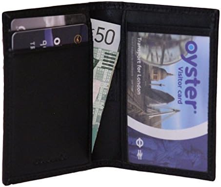 Credit Card Wallet Holder with ID window Carbon Fibre leather trim RFID protected