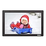 Marco Digital de Fotos 15.4 Pulgadas Pantalla IPS Full HD 16:9 Resolución 1280 * 800 Reproductor de Audio MP3 MP4 Reloj Electrónico Calendario con Control Remoto, Blanco