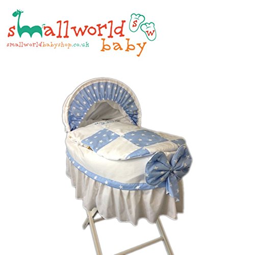 Personalised Blue Star Patchwork Skirted Moses Basket Cover