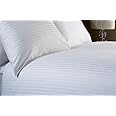 viceroy bedding 400 Thread Count SUPER KING BED SIZE SATIN STRIPE WHITE 100% Egyptian Cotton Jacquard Duvet Cover With Pair of Pillowcases