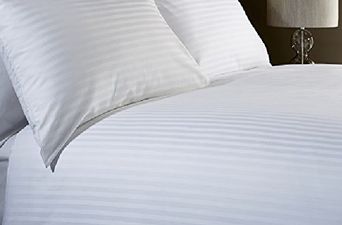 viceroy bedding 400 Thread Count KING BED SIZE SATIN STRIPE WHITE 100% Egyptian Cotton Jacquard Duvet Cover With Pair of Pillowcases